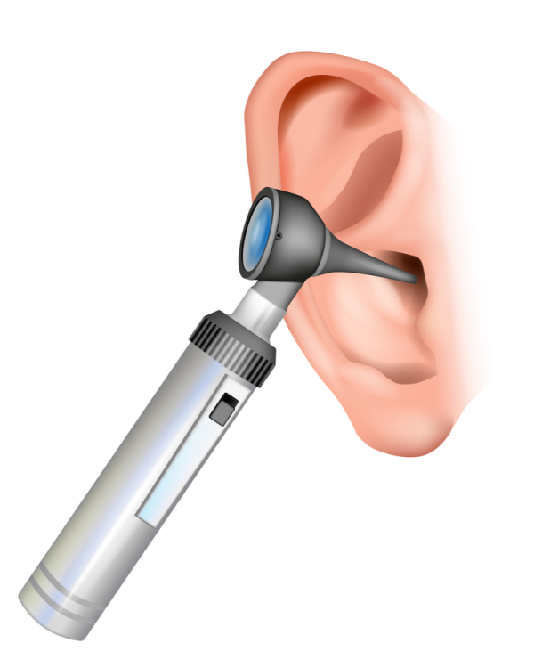 Otoscope in entry to ear canal