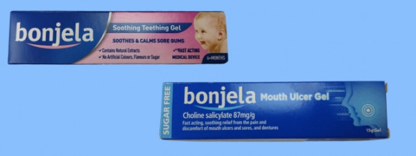 Bonjela teething gel and Bonjela mouth ulcer gel