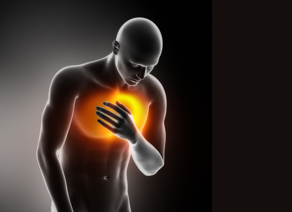 Animation of man clutching chest in pain