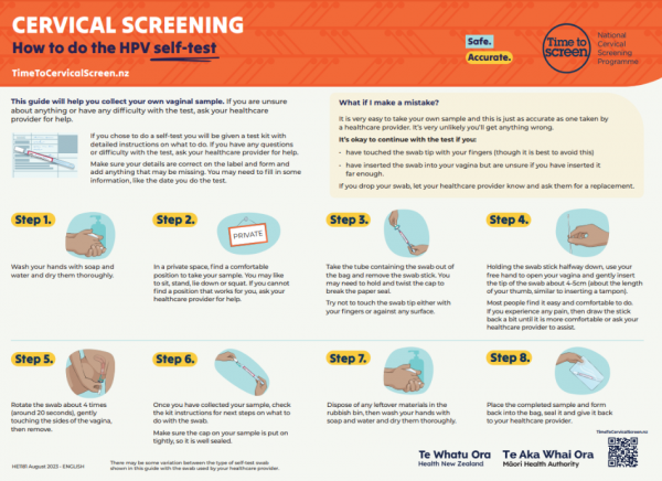 Factsheet on how to do a HPV self-test for cervical screening