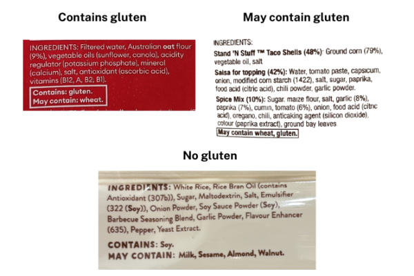 Two food labels displaying allergen information