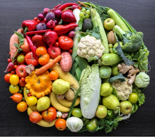 Collection of colourful fruit and vegetables