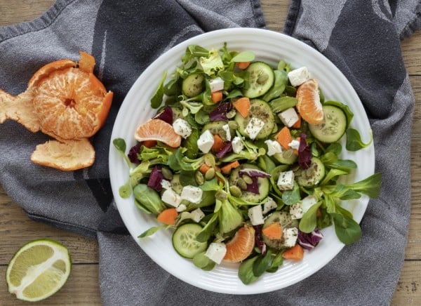 Salad containing citrus to aid iron absorption