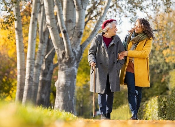 Two women taking a gentle walk