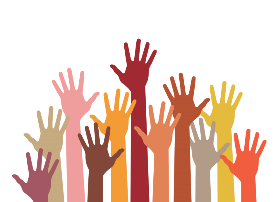 Hands raised to volunteer Depositphotos 950x690