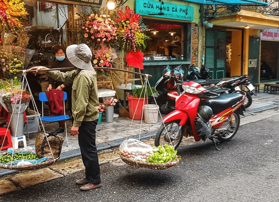 Street stall and motorbike Vietnam