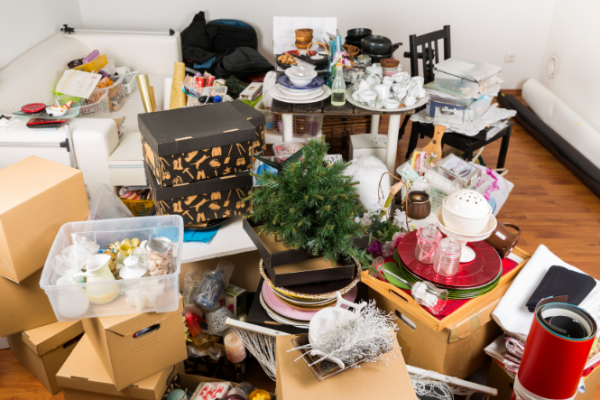 Hoarding and clutter in a room