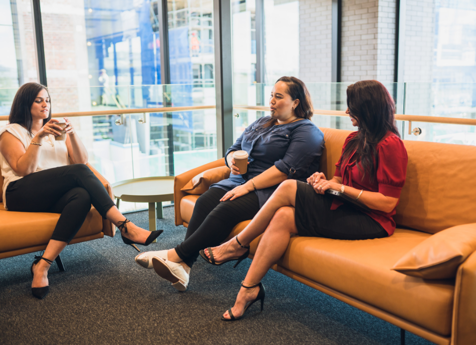 Māori women at work taking coffee break