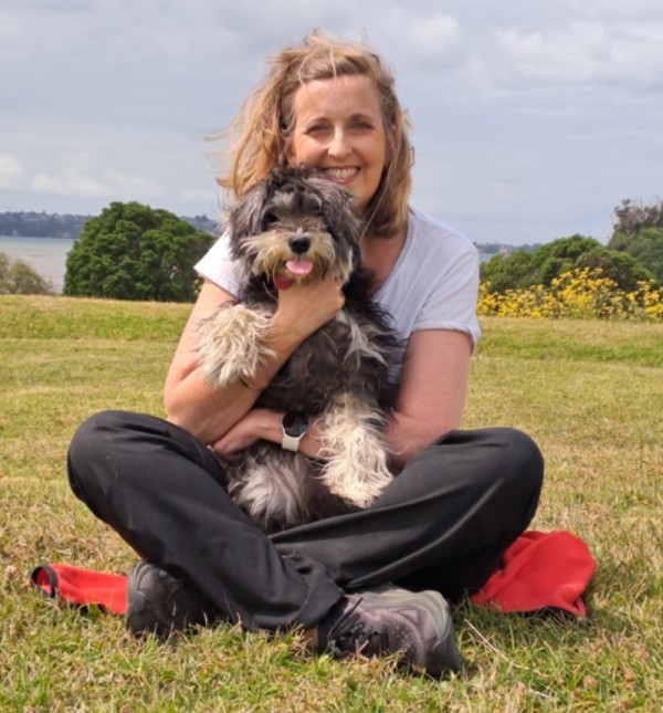 Kylie and her dog Poppy at the dog park