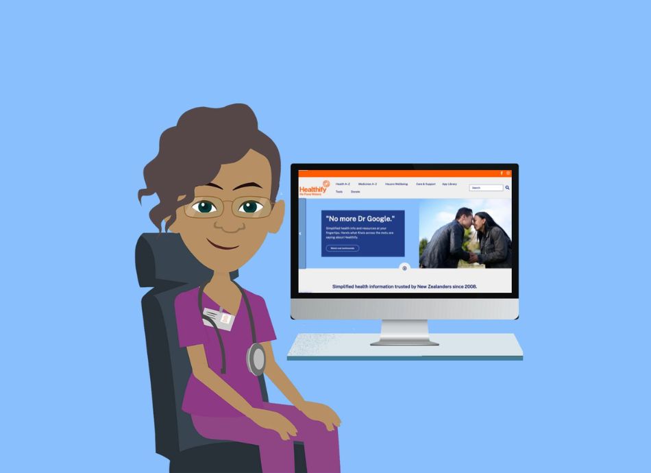 Doctor with screen showing Healthify