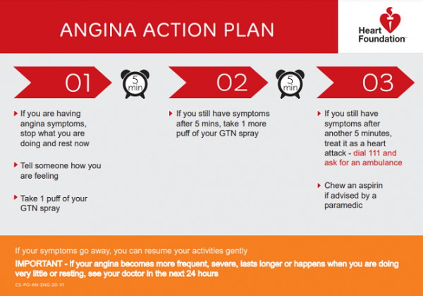 Infographic of angina action plan 
