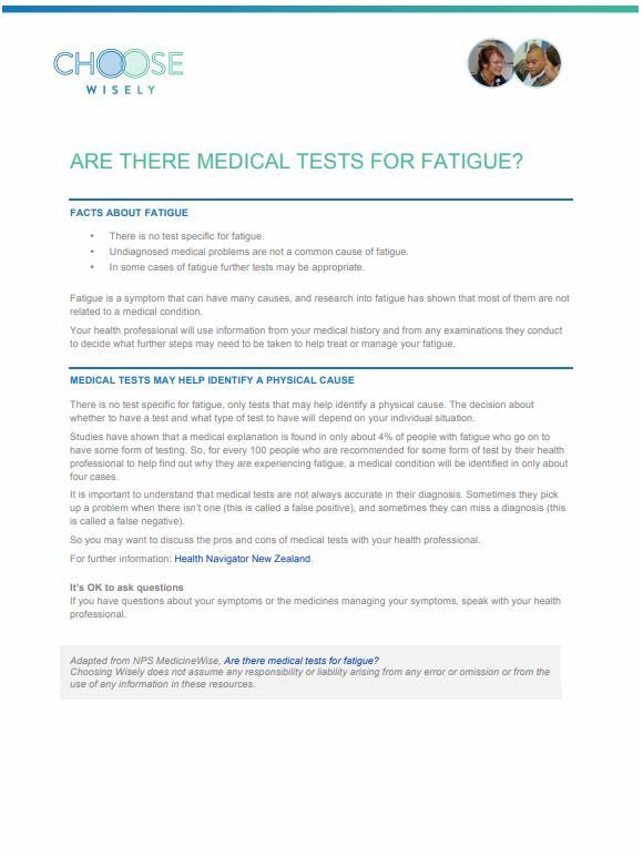 are there medical tests for fatigue