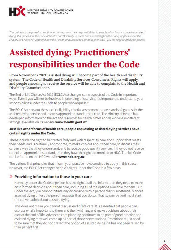 assistd dying practitioners responsibilities