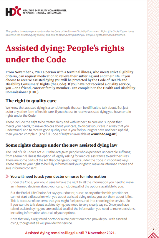 assisted dying peoples rights under the code
