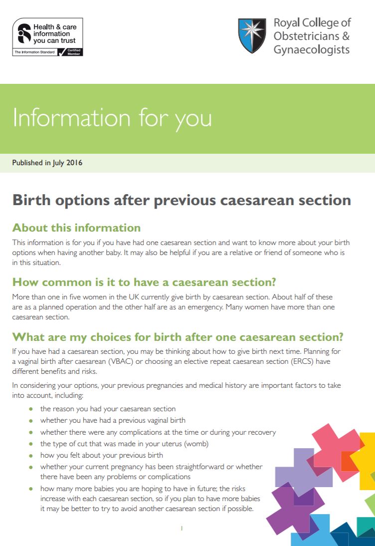 birth options after previous caesarean section