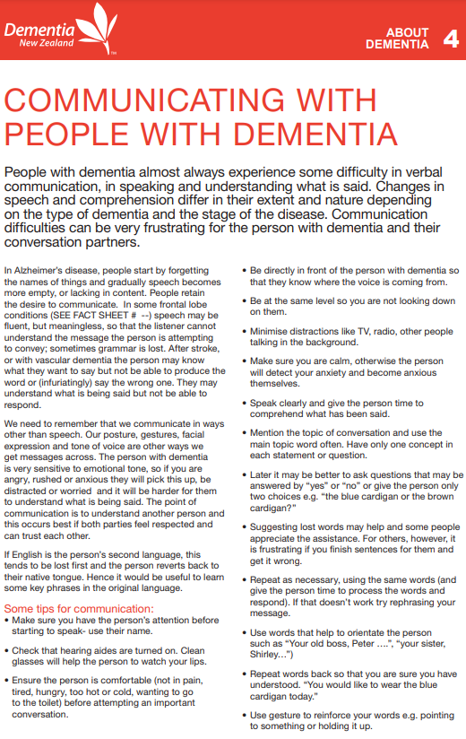 communicating with people with dementia
