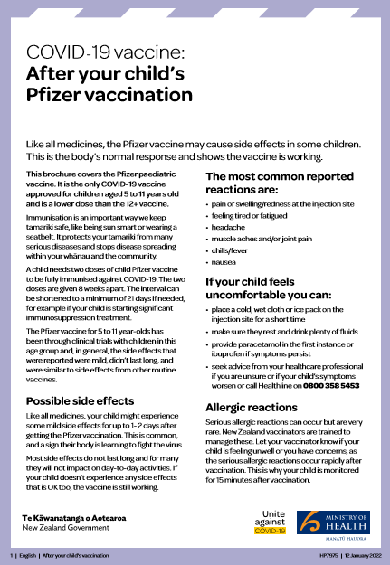 covid19 after childs vaccination