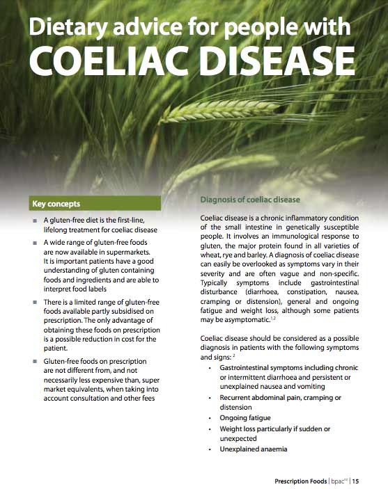 dietary advice for people with coeliac disease