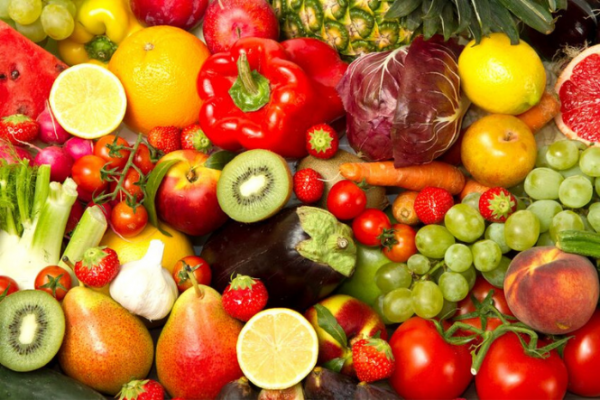 Close up of a variety of fruits and vegetables