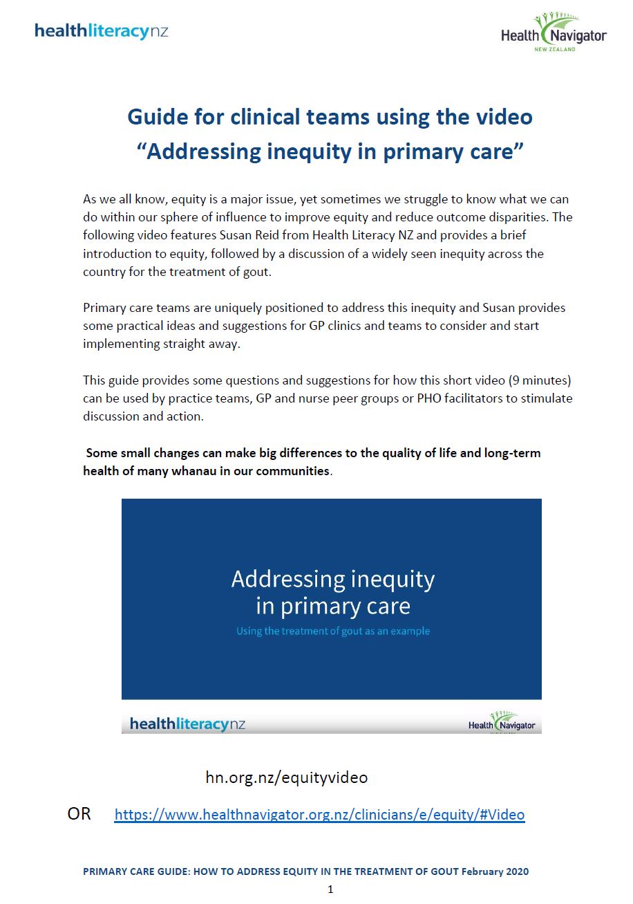 guide for clinical teams using the video addressing inequity in primary care