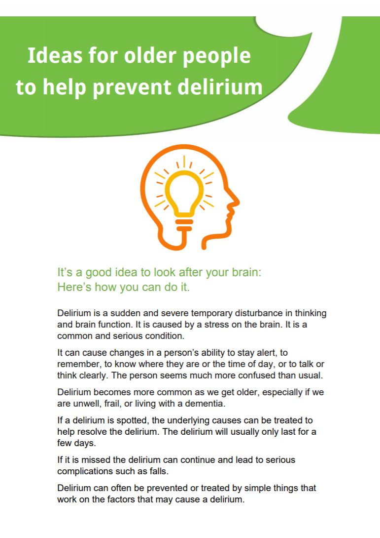 ideas for older people to help prevent delirium