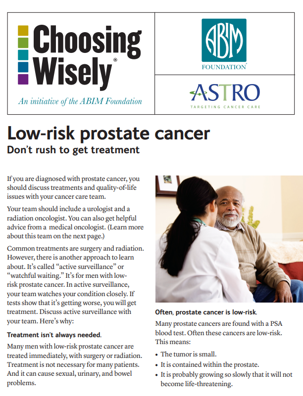 low risk prostate cancer dont rush to get treatment