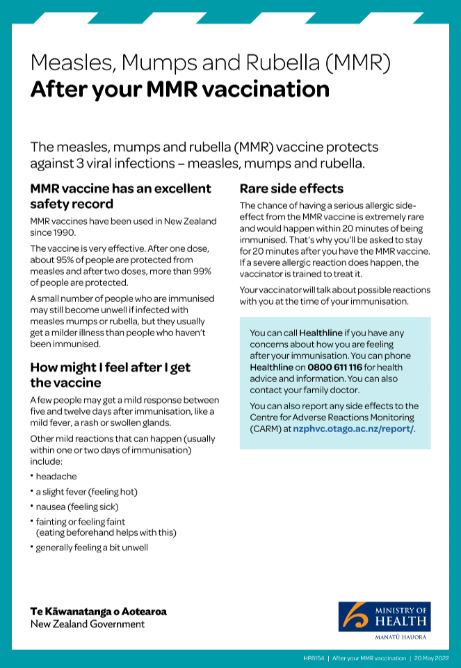measles mumps rubella mmr after your mmr vaccination brochure