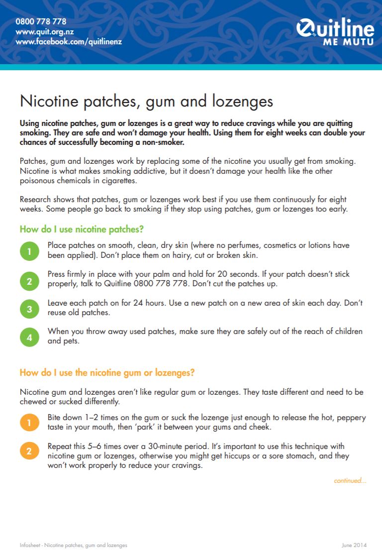 nicotine patches gums or lozenges
