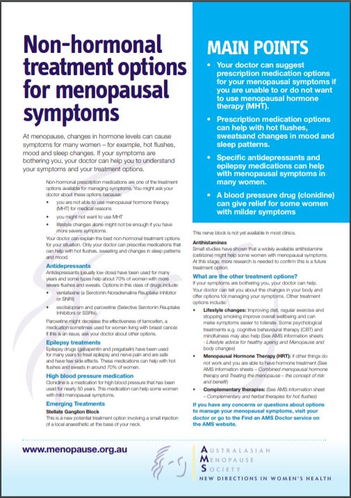 non hormonal treatment options for menopausal symptoms