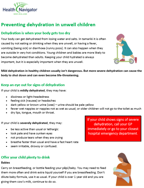 preventing dehydration in unwell children
