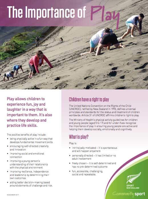 the importance of play sport nz