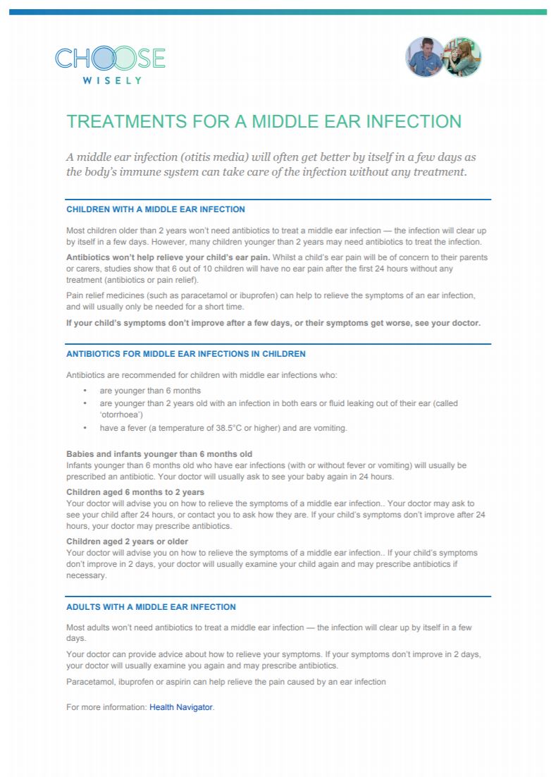 treatments for a middle ear infection