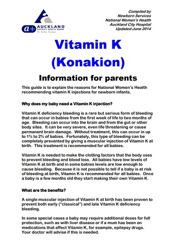 vitamin k information for parents