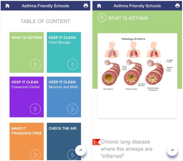 Asthma friendly classroom app screenshots