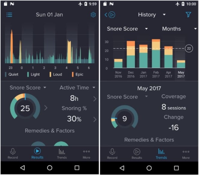 Snore lab app screenshots