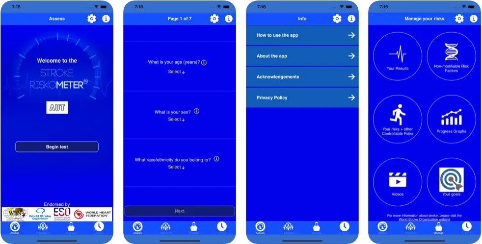 Stroke riskometer app screenshots